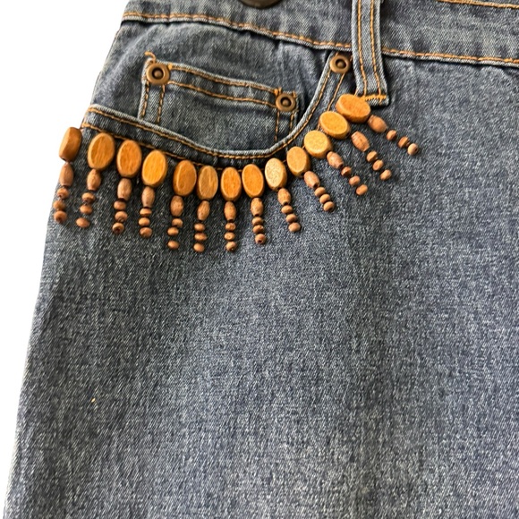 DG2 Diane Gilman Embellished Wood Beaded Net Jeans 6P - Picture 4 of 5